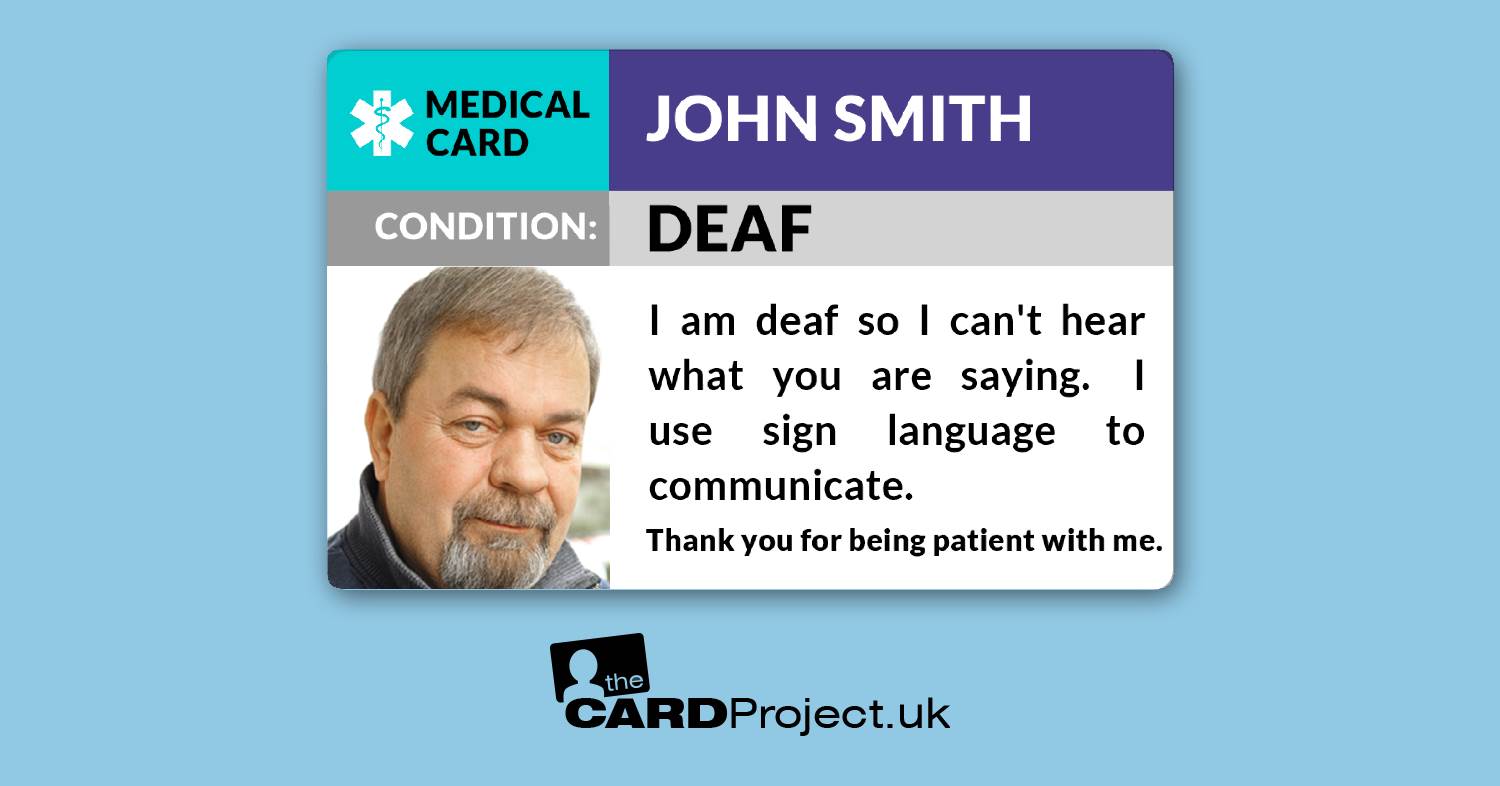 Deaf, Sign Language, Awareness Photo Medical ID Alert Card   (FRONT)